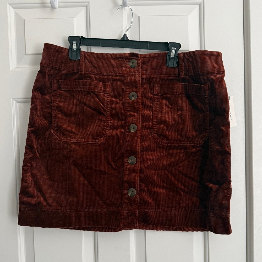 Maeve Colette Corduroy Button Front Mini Skirt Size XL Copper NWT Anthropologie - Picture 4 of 10